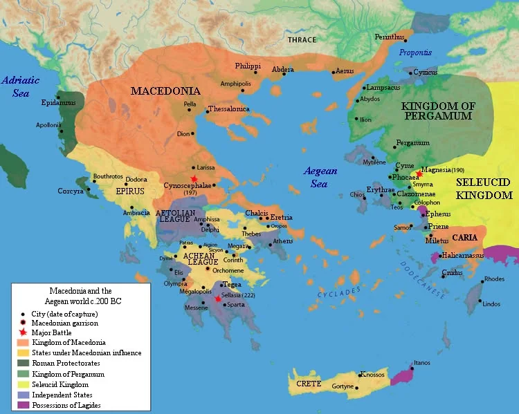 Macedonia e mondo egeo intorno al 200 a.C.
